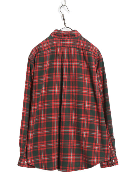 90s ラルフローレン チェック フランネル ボタンダウン シャツ メンズ XL オールド ポロ ワンポイント ネルシャツ 長袖シャツ 大きいサイズ