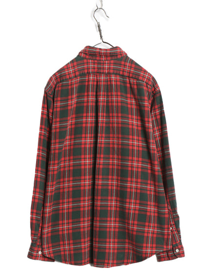90s ラルフローレン チェック フランネル ボタンダウン シャツ メンズ XL オールド ポロ ワンポイント ネルシャツ 長袖シャツ 大きいサイズ