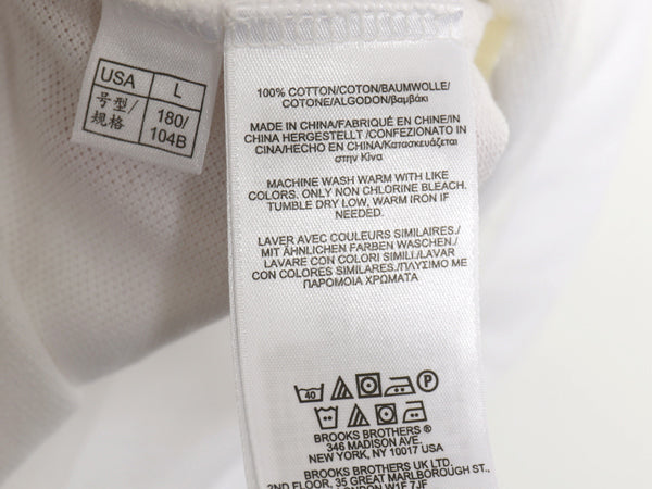 ブルックスブラザーズ 鹿の子 半袖 ポロシャツ メンズ L 半袖シャツ ワンポイント コットン カットソー スリム フィット トップス ホワイト