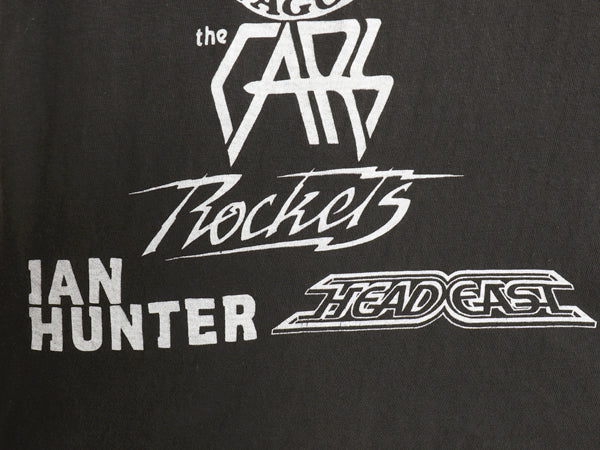 70s パキ綿 ★ ロック フェス イラスト プリント Tシャツ メンズ S レディース M 程 古着 ヴィンテージ 当時物 バンド シングルステッチ 黒