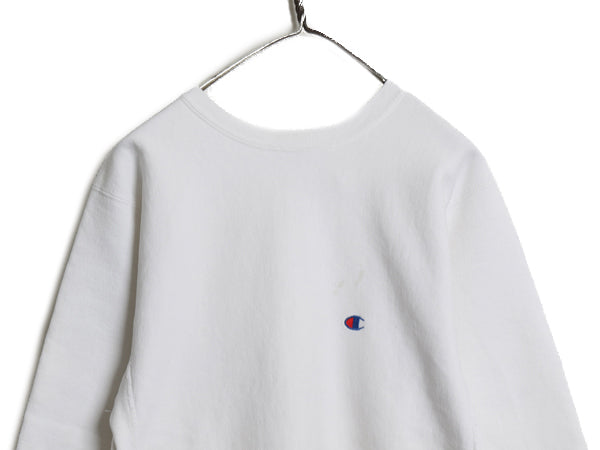 90s USA製 ★ チャンピオン リバースウィーブ スウェット キッズ XL メンズ XS 程 オールド 裏起毛 ワンポイント 目付き ヘビーウェイト 白