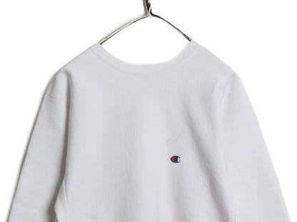 90s USA製 ★ チャンピオン リバースウィーブ スウェット キッズ XL メンズ XS 程 オールド 裏起毛 ワンポイント 目付き ヘビーウェイト 白