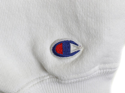 90s USA製 ★ チャンピオン リバースウィーブ スウェット キッズ XL メンズ XS 程 オールド 裏起毛 ワンポイント 目付き ヘビーウェイト 白