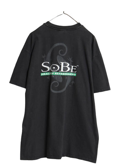 90s 企業 ソービー 両面 イラスト プリント 半袖 Tシャツ メンズ XL / 古着 オールド トカゲ グラフィック キャラクター 大きいサイズ 黒