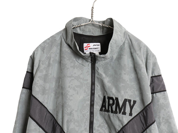米軍実物 US ARMY ACU 迷彩 リフレクター ナイロン トレーニング ジャケット MEDIUM REGULAR 古着 11年製 ミリタリー IPFU 軍物 ツートン