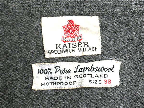 60s 70s ★ マックジョージ ラムウール ニット カーディガン メンズ M 程/ 古着 ヴィンテージ スコットランド製 サドルショルダー 無地 灰