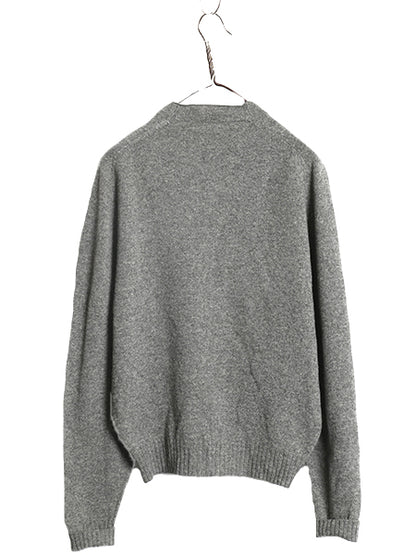 60s 70s ★ マックジョージ ラムウール ニット カーディガン メンズ M 程/ 古着 ヴィンテージ スコットランド製 サドルショルダー 無地 灰