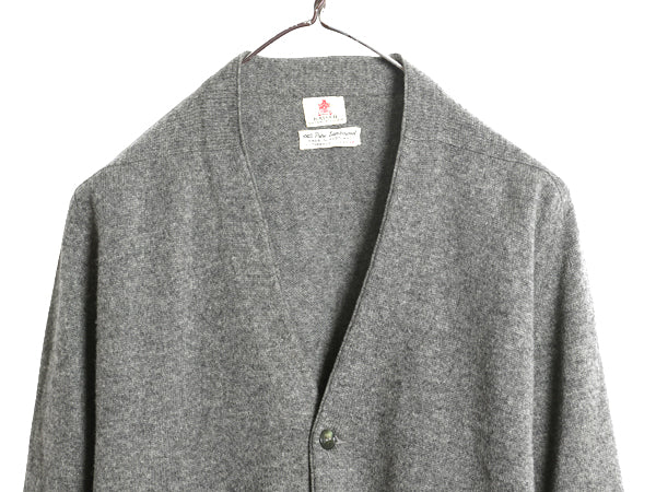 60s 70s ★ マックジョージ ラムウール ニット カーディガン メンズ M 程/ 古着 ヴィンテージ スコットランド製 サドルショルダー 無地 灰
