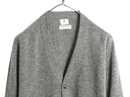 60s 70s ★ マックジョージ ラムウール ニット カーディガン メンズ M 程/ 古着 ヴィンテージ スコットランド製 サドルショルダー 無地 灰