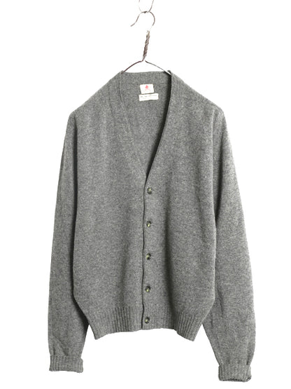 60s 70s ★ マックジョージ ラムウール ニット カーディガン メンズ M 程/ 古着 ヴィンテージ スコットランド製 サドルショルダー 無地 灰