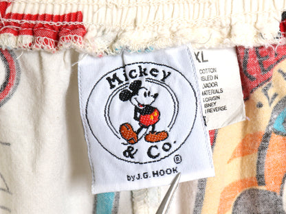 90s ミッキー オールオーバー プリント ショートパンツ メンズ XL / オールド ディズニー 総柄 ショーツ 短パン ポケット付き 大きいサイズ