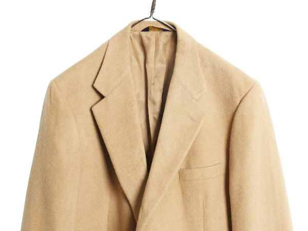 90s ブルックスブラザーズ テーラード ジャケット メンズ XL 程/ 古着 オールド ブレザー キャメル ヘアー トラッド シンプル 大きいサイズ