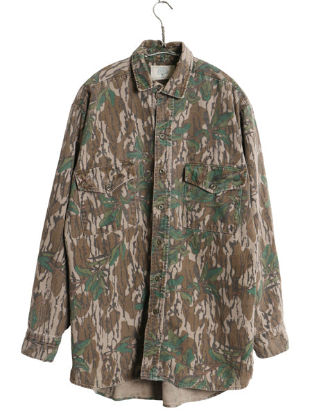 90s USA製 モッシーオーク リアルツリー カモ シャモア クロス シャツ メンズ M / オールド 迷彩 ハンティング サファリ 総柄 ネルシャツ