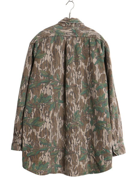 90s USA製 モッシーオーク リアルツリー カモ シャモア クロス シャツ メンズ M / オールド 迷彩 ハンティング サファリ 総柄 ネルシャツ