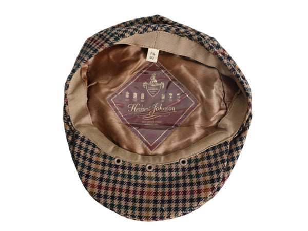 イギリス製 ハーバート ジョンソン ツイード ウール  ハンチング キャップ メンズ レディース 60cm 程 帽子 ガンクラブ チェック シンプル