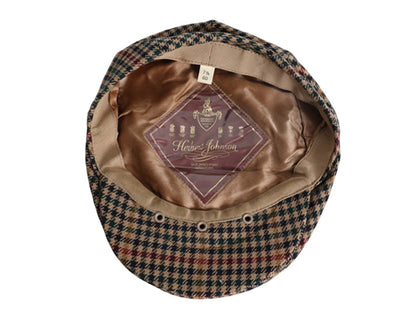 イギリス製 ハーバート ジョンソン ツイード ウール  ハンチング キャップ メンズ レディース 60cm 程 帽子 ガンクラブ チェック シンプル