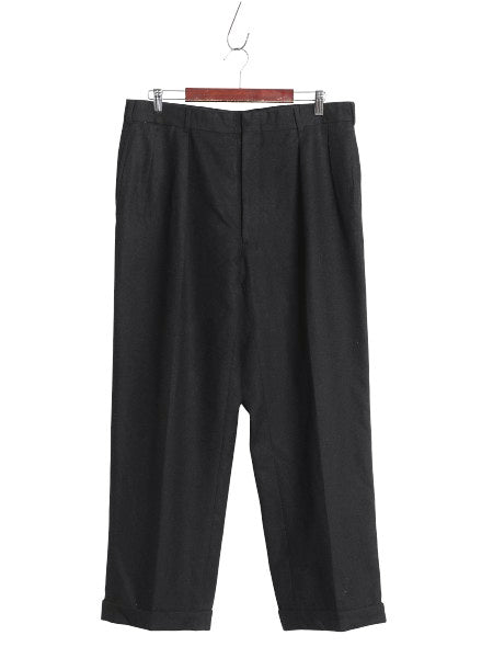80s ポロ ラルフローレン フラノ ウール スラックス パンツ メンズ 実寸 36 28 / ヴィンテージ ツータック ストレート ボトムス 黒 タロン