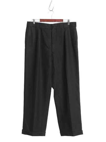 80s ポロ ラルフローレン フラノ ウール スラックス パンツ メンズ 実寸 36 28 / ヴィンテージ ツータック ストレート ボトムス 黒 タロン