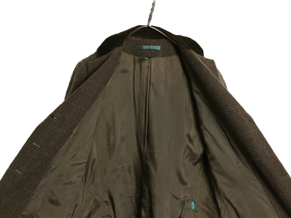 デッドストック 90s ローレン ラルフローレン ツイード テーラード ジャケット レディース M 程/ 新品 ポロ ウール ブレザー 上襟 ベロア