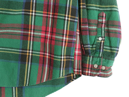 90s オールド ギャップ 長袖 ボタンダウン ヘビー フランネル シャツ メンズ XL / 紺タグ チェック ネルシャツ ポケット付き 大きいサイズ