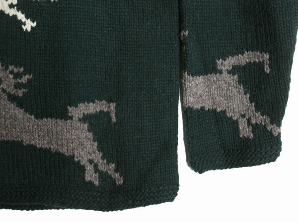 エクアドル製 ロールネック ニット セーター メンズ レディース XL 程/ ハンドメイド ウール アニマル ウマ 絵柄 総柄 カットソー タイプ