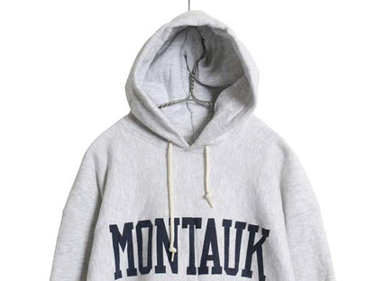 90s USA製 プリント スウェット フード パーカー メンズ XL / オールド リバース タイプ トレーナー プルオーバー 裏起毛 大きいサイズ 灰