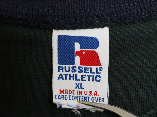 90s USA製 ラッセル ハーフジップ スウェット メンズ XL / オールド トレーナー ポロシャツ タイプ 裏起毛 ツートン ボックス 大きいサイズ