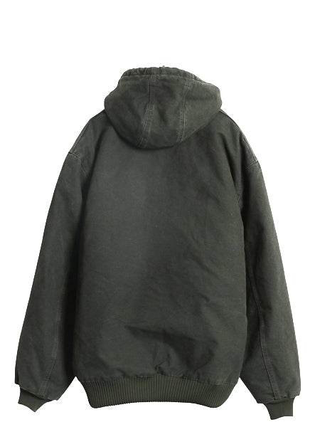 US企画 カーハート アクティブ ジャケット メンズ XL ワーク ダック フード パーカー 中綿 キルティング ライナー ブルゾン モス グリーン