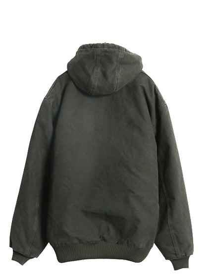 US企画 カーハート アクティブ ジャケット メンズ XL ワーク ダック フード パーカー 中綿 キルティング ライナー ブルゾン モス グリーン