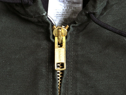 US企画 カーハート アクティブ ジャケット メンズ XL ワーク ダック フード パーカー 中綿 キルティング ライナー ブルゾン モス グリーン