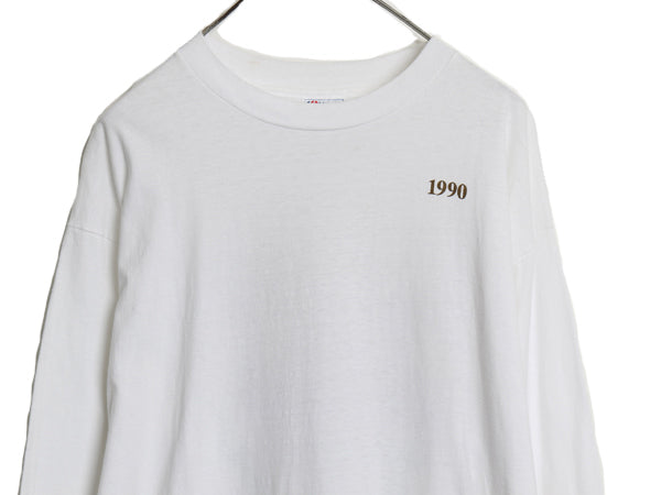 90s USA製 両面 プリント 長袖 Tシャツ メンズ XL オールド ロンT ロングTシャツ イラスト ヘビーウェイト シングルステッチ 大きいサイズ