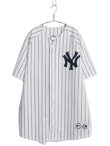 ヤンキース ベースボール シャツ メンズ XL / MLB オフィシャル マジェスティック 大リーグ ユニフォーム 大きいサイズ 重ね着 半袖シャツ