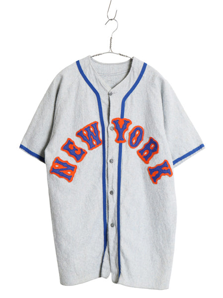 80s ★ メッツ フランネル ベースボール シャツ メンズ M 古着 ヴィンテージ 大リーグ ユニフォーム ゲームシャツ 半袖シャツ 野球 前開き