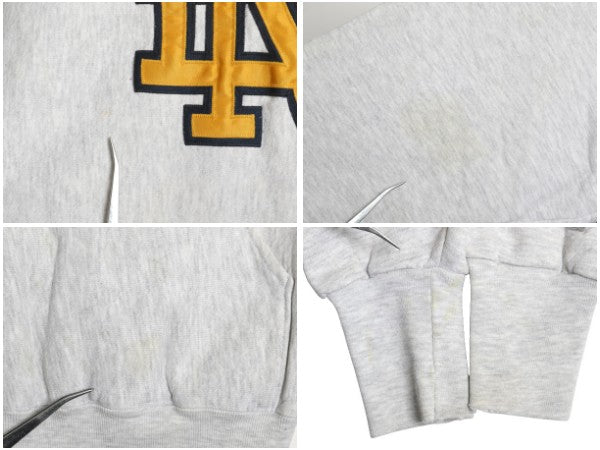 90s USA製 カレッジ ワッペン スウェット フード パーカー メンズ M オールド トレーナー 裏起毛 ヘビーウェイト リバース タイプ 雰囲気系