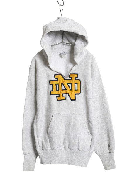 90s USA製 カレッジ ワッペン スウェット フード パーカー メンズ M オールド トレーナー 裏起毛 ヘビーウェイト リバース タイプ 雰囲気系