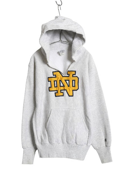 90s USA製 カレッジ ワッペン スウェット フード パーカー メンズ M オールド トレーナー 裏起毛 ヘビーウェイト リバース タイプ 雰囲気系