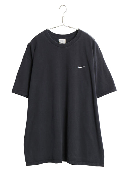 00s ナイキ スモール スモール スウッシュ 刺繍 半袖Tシャツ メンズ XL / オールド ヘビーウェイト コットン ワンポイント 大きいサイズ 黒