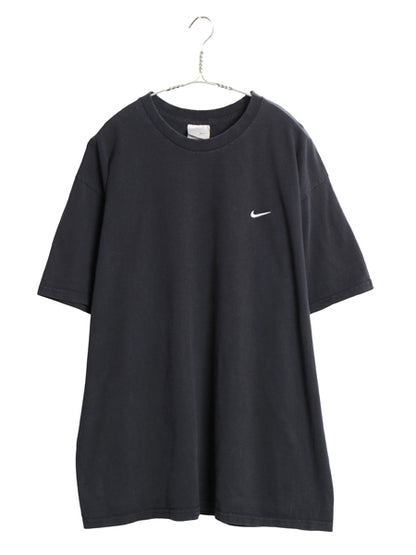00s ナイキ スモール スモール スウッシュ 刺繍 半袖Tシャツ メンズ XL / オールド ヘビーウェイト コットン ワンポイント 大きいサイズ 黒