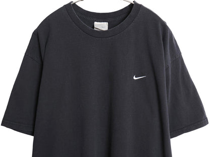 00s ナイキ スモール スモール スウッシュ 刺繍 半袖Tシャツ メンズ XL / オールド ヘビーウェイト コットン ワンポイント 大きいサイズ 黒