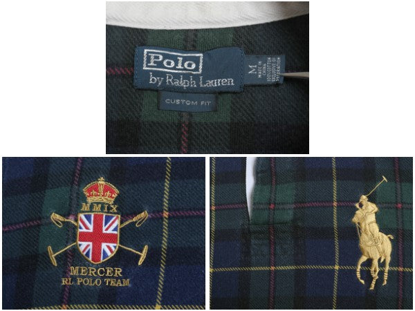 ビッグポニー ポロ ラルフローレン チェック 長袖 ラガーシャツ メンズ M / 古着 ラグビー 長袖シャツ ポロシャツ カットソー マルチカラー