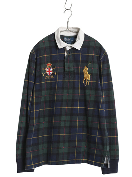 ビッグポニー ポロ ラルフローレン チェック 長袖 ラガーシャツ メンズ M / 古着 ラグビー 長袖シャツ ポロシャツ カットソー マルチカラー