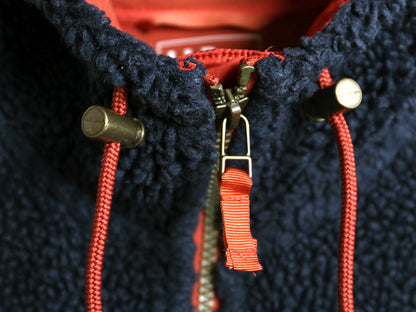 エルエルビーン マウンテン パイル フリース コート レディース L 古着 アウトドア ボア フード パーカー ジャケット フルジップ ロング 紺