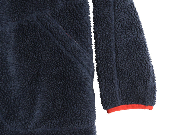 エルエルビーン マウンテン パイル フリース コート レディース L 古着 アウトドア ボア フード パーカー ジャケット フルジップ ロング 紺