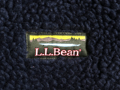 エルエルビーン マウンテン パイル フリース コート レディース L 古着 アウトドア ボア フード パーカー ジャケット フルジップ ロング 紺