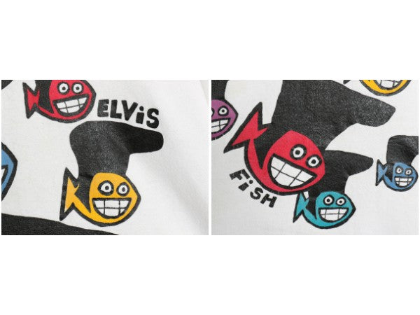 90's USA製 アート イラスト プリント スウェット メンズ XL オールド トレーナー 裏起毛 キャラクター エルビス パロディ 大きいサイズ 白
