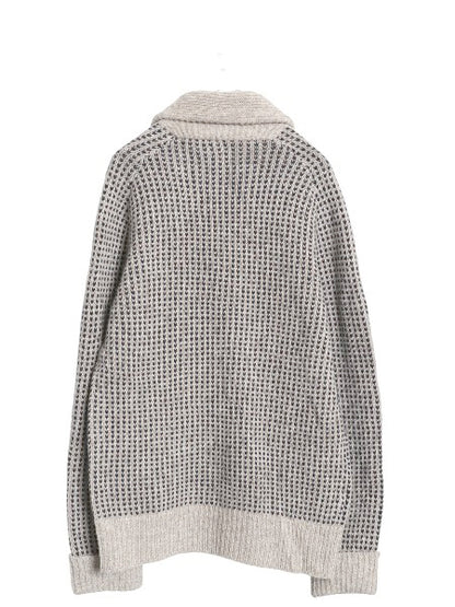 エルエルビーン ショールカラー バースアイ ニット カーディガン メンズ M / アウトドア ウール セーター ノルディック 総柄 重ね着 前開き