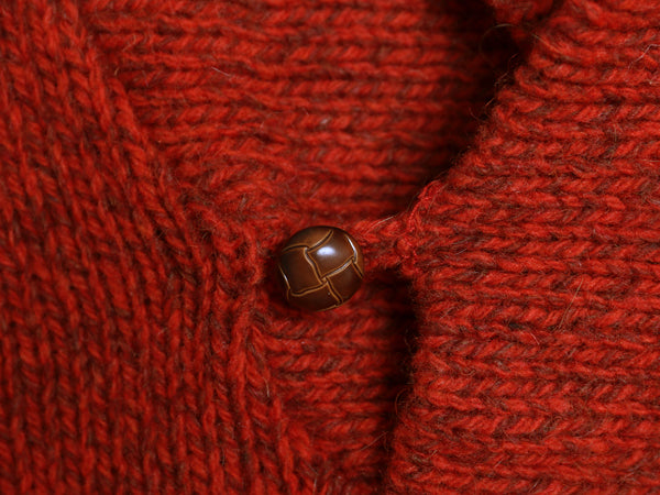 80s USA製 エルエルビーン ショールカラー ニット セーター メンズ XL 古着 ヴィンテージ ウール ナイロン  無地 大きいサイズ テラコッタ