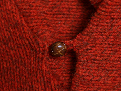 80s USA製 エルエルビーン ショールカラー ニット セーター メンズ XL 古着 ヴィンテージ ウール ナイロン  無地 大きいサイズ テラコッタ