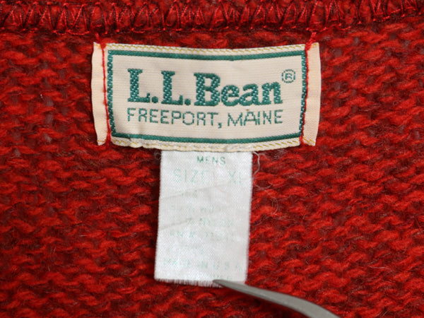 80s USA製 エルエルビーン ショールカラー ニット セーター メンズ XL 古着 ヴィンテージ ウール ナイロン  無地 大きいサイズ テラコッタ