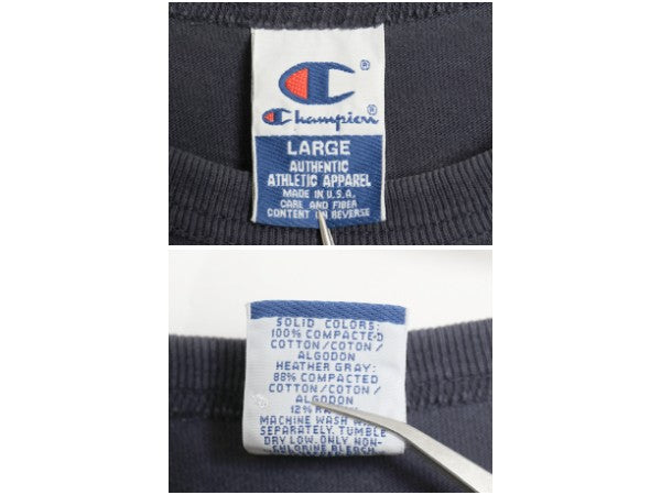 00s USA製 チャンピオン 3段 カレッジ プリント 長袖 Tシャツ メンズ L / オールド ヘビーウェイト コットン ロンT ロングスリーブ 目付き